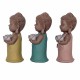 SET 3 FIGURAS BUDAS LINDA CON FLOR RESINA 7X7.5X17.5 CM.