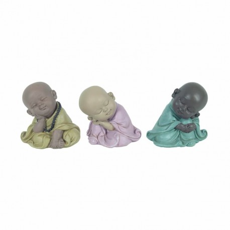 SET 3 FIGURAS BUDAS DURMIENDO RESINA 7.5X6X7.5 CM.