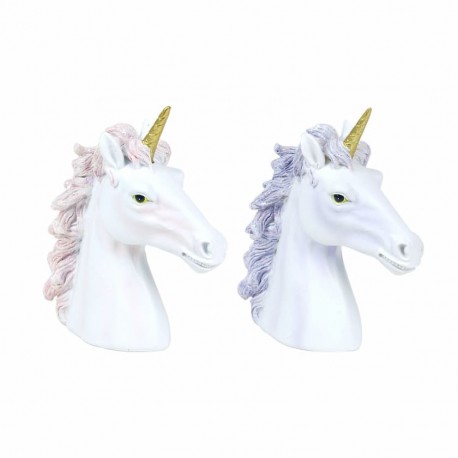 SET 2 FIGURAS UNICORNIO RESINA BLANCO 10.5X4.5X12 CM.