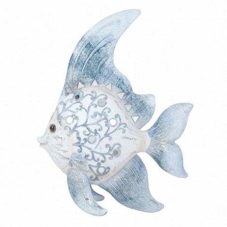 FIGURA PEZ AZUL RESINA 20X6.5X28 CM.