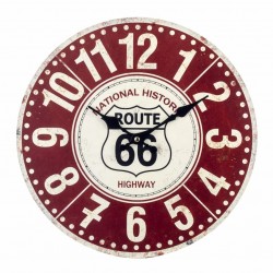 RELOJ DE PARED RUTA 66 MADERA VINTAGE 34X4X34 CM.