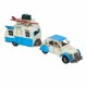 FIGURA COCHE REMOLQUE CON CARAVANA SURF METAL VINTAGE 40X9.5X15 CM.