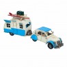 FIGURA COCHE REMOLQUE CON CARAVANA SURF METAL VINTAGE 40X9.5X15 CM.