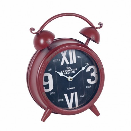 RELOJ SOBREMESA CAMPANAS LONDON ROJO HIERRO COLADO VINTAGE 23.5X8X32 CM.
