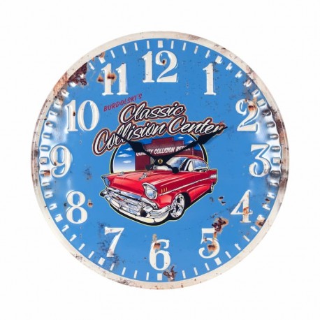 RELOJ DE PARED COCHE ROJO HIERRO COLADO VINTAGE 40X3X40 CM.