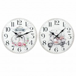 RELOJ PARED PARÍS RETRO POSTALE VINTAGE MADERA 34X4X34 CM.