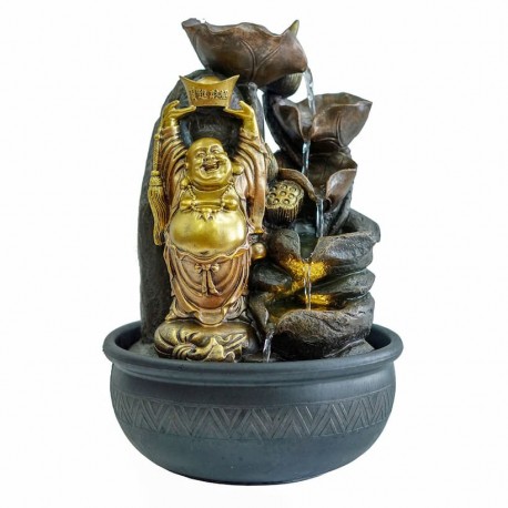 FUENTE BUDA FELIZ RESINA 26.5X26.5X38 CM.