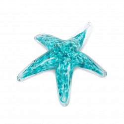 PISAPAPEL ESTRELLA DE MAR AZUL VIDRIO 11.5X11.5X4 CM.