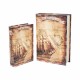 SET 2 CAJAS LIBRO BARCO MAPA MARRÓN MADERA 30X21X7 CM.