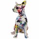 FIGURA PERRO CHIHUAHUA MULTICOLOR RESINA 15x13X26 CM.