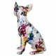 FIGURA PERRO CHIHUAHUA MULTICOLOR RESINA 15x13X26 CM.