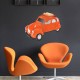 COCHE PARED NARANJA RETRO