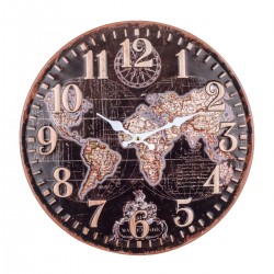 RELOJ PARED MAPAMUNDI METAL VINTAGE 40.50X4X40.50 CM.