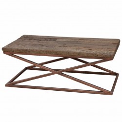 MESA DECORATIVA RECTANGULAR RÚSTICA MADERA MARRÓN 120X60X45 CM.