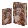 SET 2 CAJAS LIBRO BUDA ORIENTAL MADERA 17X5X26 CM.