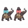 SET 2 FIGURAS BUDAS SOBRE ELEFANTE RESINA 14X7X15 CM.