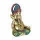 FIGURA GANESHA YOGA RESINA DORADO 15X10X22 CM.