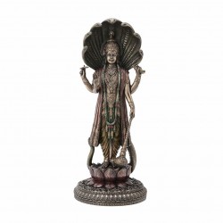 FIGURA DIOS VISHNU CON SERPIENTE RESINA BRONCE 12.5X12.5X30 CM.