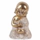 FIGURA BUDA SENTADO RESINA DORADO 10X8.5X14.5 CM.