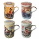 SET 4 MUGS RUTA 66 CON FILTRO PORCELANA 11X8X11 CM.