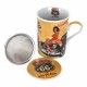 SET 4 MUGS RUTA 66 CON FILTRO PORCELANA 11X8X11 CM.