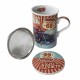 SET 4 MUGS RUTA 66 CON FILTRO PORCELANA 11X8X11 CM.