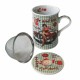 SET 4 MUGS RUTA 66 CON FILTRO PORCELANA 11X8X11 CM.