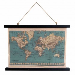 LIENZO PARED MAPA ENROLLABLE PINTURA AZUL 60X2X43 CM.