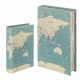 SET 2 CAJAS LIBRO MAPA MUNDO MADERA 17X5X26 CM.