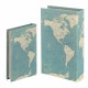 SET 2 CAJAS LIBRO MAPA MUNDO MADERA 17X5X26 CM.