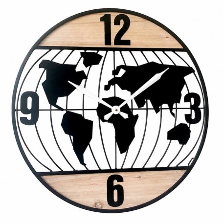 Relámpago Torpe Minero Reloj pared mapa mundo madera, relojes de pared de calidad en Caprilo