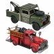 SET 2 FIGURAS CAMIÓN BOMBEROS METAL RETRO 36X15X16 CM.