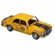 FIGURA COCHE CARRERAS AMARILLO RETRO METAL 28X12X9.5 CM.