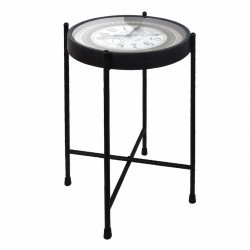 MESA RELOJ METAL Y CRISTAL RETRO 51X51X71 CM.
