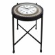 MESA RELOJ METAL Y CRISTAL RETRO 51X51X71 CM.
