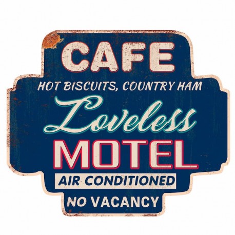 ADORNO PLACA PARED MOTEL CAFÉ CARTEL METAL RETRO 60X0.5X50 CM.