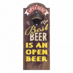 ABRIDOR BOTELLAS CERVEZAS PARED MADERA 14X3.5X36 CM.