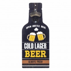 ABRIDOR BOTELLAS BOTELLA CERVEZA PARED MADERA 14X4X36 CM.