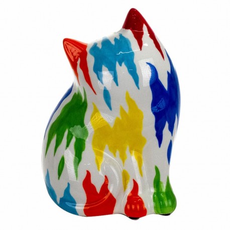 HUCHA GATO MULTICOLOR DOLOMITA 13X12X21 CM.