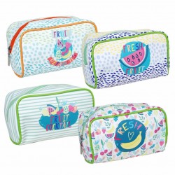 SET 4 NECESERES BOLSA COSMÉTICOS FRUTAS 21X9X12 CM.