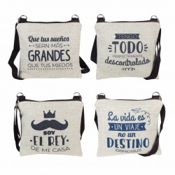 SET 4 BANDOLERAS FRASES ALGODÓN 22X1X21 CM.