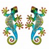 SET 2 APLIQUES PARED LAGARTO METAL Y CRISTAL MULTICOLOR 21X11X1 CM.