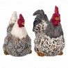 SET 2 FIGURAS GALLINAS RESINA 21X10.5X18 CM.