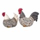 SET 2 FIGURAS GALLINAS RESINA 21X10.5X18 CM.