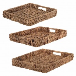 SET 3 BANDEJAS PALMA Y HIERBA MARINA 41X33X6 CM.