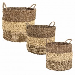 SET 3 CESTAS CON ASAS SEAGRASS ALGA MARINA 45X45X40 CM.