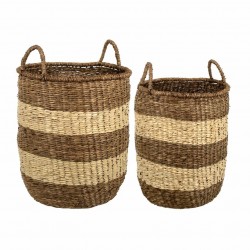 SET 2 CESTAS CON ASAS SEAGRASS ALGA MARINA 40X40X44 CM.