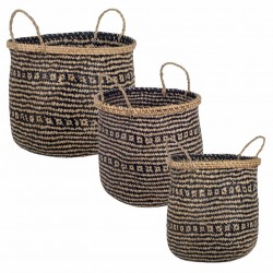 SET 3 CESTAS CENEFAS CON ASAS SEAGRASS ALGA MARINA 45X45X40 CM.