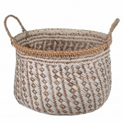 CESTA CENEFAS CON ASAS ALGAS Y PAPEL 40X40X30 CM.