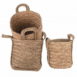 SET 3 CESTAS CON ASAS SEAGRASS ALGA MARINA 40X40X38 CM.